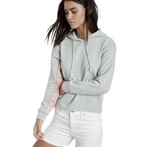 VLVT Karter Grey and Pink Luxe Fleece Cropped Hoodie